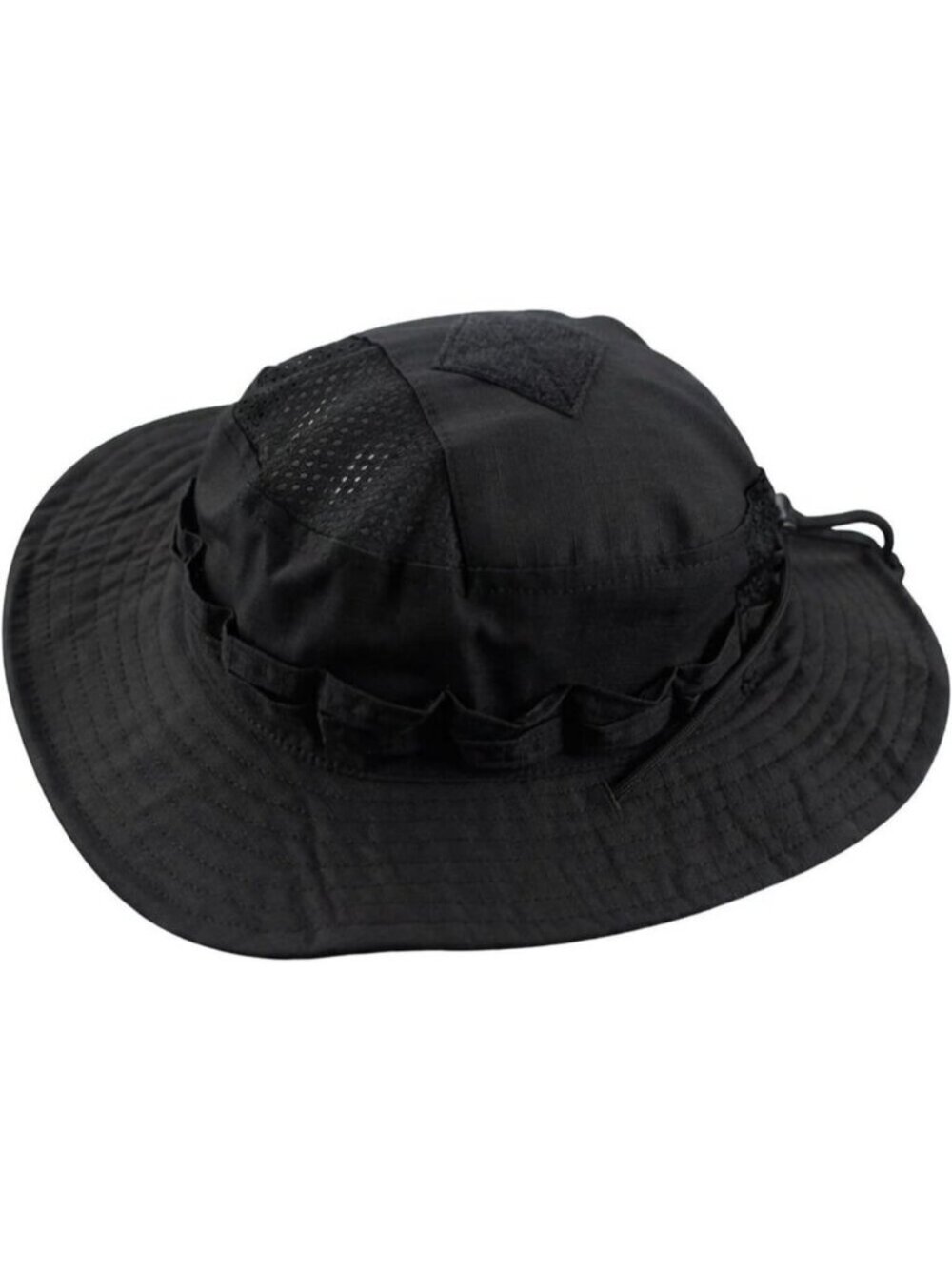 Unisex Black Wide Brim Boonie Mesh Breathable Uv Protection Classic Bucket Hat